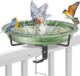 LuxusKollektion Vogeltränke hängend aus Metall in Grün für Garten und Balkon – Bild 1 von 3