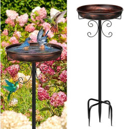 LuxusKollektion Vogeltränke stehend aus Metall in Antik Bronze winterfest – Bild 1 von 4