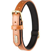 Produktbild von LYABO Flamingo Halsband für Hunde aus Kunstleder in Cognac Braun Größe M 36/44cm