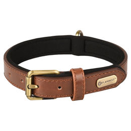 Produktbild von Lyabo Flamingo Halsband für Vögel aus Kunstleder in Braun, verstellbar 43-53 cm