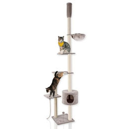 Lycce Katzenbaum Tower Kratzbaum deckenhoch aus Sisal und Plüsch in Grau oder Beige 230-260 cm XL – Bild 1 von 3