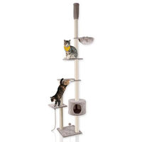 Produktbild von Lycce Katzenbaum Tower Kratzbaum deckenhoch aus Sisal und Plüsch in Grau oder Beige 230-260 cm XL