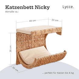 Lycce Katzenbett Wandmontage aus Wasserhyazinthe und Bananenblatt Beige B 40 x T 33 x H 35 cm – Bild 1 von 6