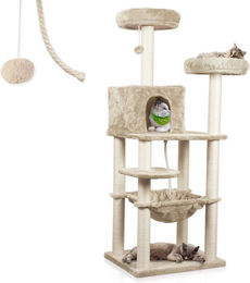 Lycce Kratzbaum ROYAL Katzenbaum mit Höhle und Hängematte beige 145 cm – Bild 1 von 2