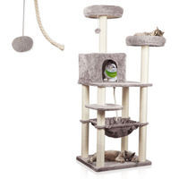 Produktbild von Lycce Kratzbaum ROYAL Katzenbaum mit Höhle und Hängematte Grau 145 cm mit Sisalumwicklung
