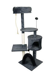 Lycce Kratzbaum Tanja für Katzen mit Wohnhöhle und Liegemulde in Grau 39cm x 39cm x 138cm – Bild 1 von 1