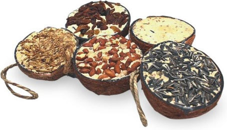 Lyra Pet Halbe Kokosnuss gefüllt mit Topping fettreiches Vogelfutter für Wildvögel 2 x 10 Stück - 2 x 10 Stk. – Bild 1 von 9