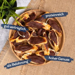 Lyra Pet Kaninchenohren gefüllt mit Ente Monoprotein Kausnack für Hunde 10 kg - 10 kg – Bild 1 von 7