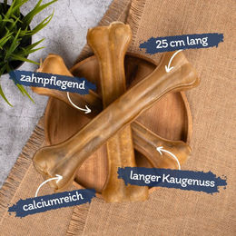Lyra Pet Kauknochen aus Rinderhaut für Hunde Adult 20 Stück ca. 25 cm in 30 L Tonne Monoprotein ohne Farb- und Aromastoffe – Bild 1 von 8