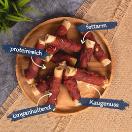 Lyra Pet Kausnack Kaurollen mit Entenbrust und Rind für Hunde 5 kg Monoprotein ohne Zusatzstoffe - 5 kg – Bild 1 von 8