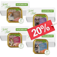 Produktbild von Lyra Pet Lecker.Pet Feine Paté Katzenfutter Nassfutter Mix Rind Pute Huhn Lachs 68 x 100 g Getreidefrei - 68 x 100 g