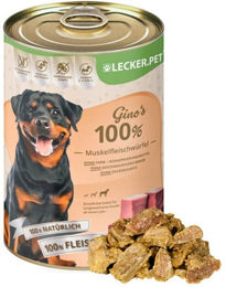 Lyra Pet Lecker.Pet Gino's Hundefutter Nassfutter Rind und Schwein 18 x 400 g Getreidefrei ohne Zuckerzusatz für Adult Hunde - 18 x 400 g – Bild 1 von 4