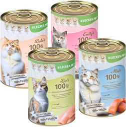 Lyra Pet Lecker.Pet Katzenfutter Nassfutter Mix Adult Getreidefrei mit Huhn Truthahn Rind und Lachs 24 x 400 g - 24 x 400 g – Bild 1 von 4