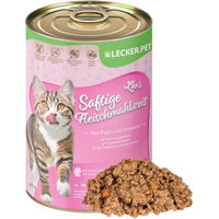 Produktbild von Lyra Pet Lecker.Pet Leo's Saftige Fleischmahlzeit Katzenfutter Pute & Gemüse Nassfutter Adult 24 x 400 g - 24 x 400 g