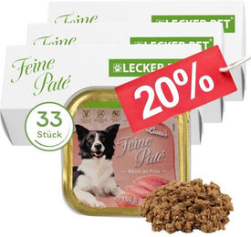 Lyra Pet Lecker.Pet Luna's Feine Paté Hundefutter Nassfutter Pute Adult Getreidefrei 33 x 150 g - 33 x 150 g – Bild 1 von 8