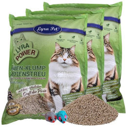 Lyra Pet Lyra Power Pinien Katzenstreu Klumpstreu unparfümiert 3 x 10 Liter inkl. 2 Mäuse – Bild 1 von 13