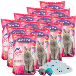 Lyra Pet Lyra Power Silica Silikat Katzenstreu unparfümiert 12 x 5 Liter inklusive 2 Spielmäuse - 12 x 5 l – Bild 1 von 9