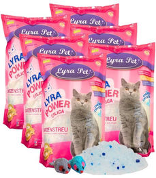 Lyra Pet Lyra Power Silica Silikat Katzenstreu unparfümiert 6 x 5 Liter inklusive 2 Spielmäuse - 6 x 5 l – Bild 1 von 9