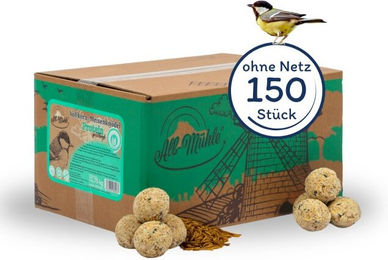 Lyra Pet Meisenknödel mit Mehlwürmern Wildvogelfutter Protein ohne Netz 150 Stück à 85 g – Bild 1 von 8