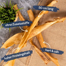 Lyra Pet Rinderkopfhautstangen Monoprotein Naturkauartikel für Hunde 20 Stück ca. 50 cm - 20 x 50 cm – Bild 1 von 7