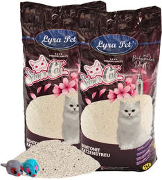 Lyra Pet SilverCat Katzenstreu Bentonit mit Aktivkohle und Babypuder Duft 2 x 15 Liter inkl. 2 Mäuse - 2 x 15 l – Bild 1 von 8