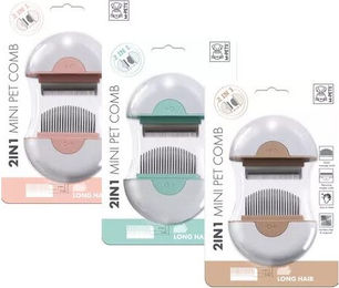 M-PETS 2-in-1 Minikamm für langes Haar aus Kunststoff Braun – Bild 1 von 2