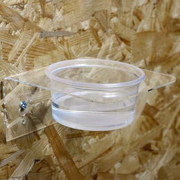 M&S Reptilien Futterhalter aus Kunststoff mit Einwegbecher in Transparent, Größe Large, Durchmesser Becher ca. 10,5 cm – Bild 1 von 2