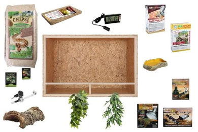 Produktbild von M&S Reptilien Komplettset Deluxe für Landschildkröten aus Holzbeton in Braun