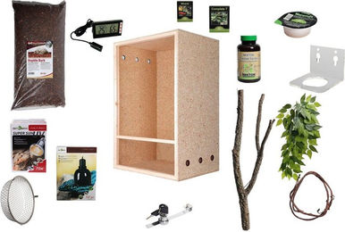 Produktbild von M&S Reptilien Terrarium Komplettset aus Holz für Kronengeckos XL mit UVB-Kompaktlampe