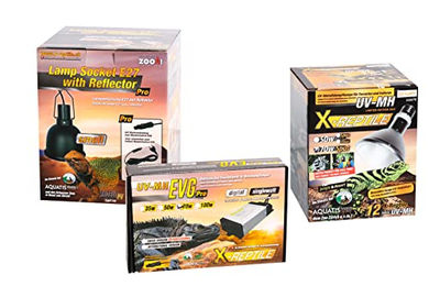 Produktbild von M&S Reptilien X-Reptile 70 Watt Set mit HID-Strahler Vorschaltgerät und Lampenfassung für Reptilien wie Bartagamen und Leguane in Schwarz - 70 Stk.