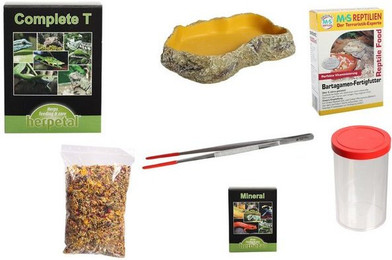 Produktbild von M&S Reptilien Terrarium Bartagame Ernährungsset mit Vitaminpräparaten und Zubehör