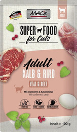 Produktbild von MAC's Cat 100g Beutel Katzennassfutter Sparpaket 24 x 100 Gramm Kalb & Rind