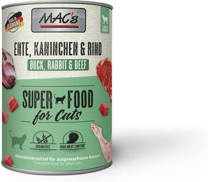 Produktbild von MAC's Cat 400g Dose Katzennassfutter Sparpaket 12 x 400 Gramm Ente, Kaninchen & Rind