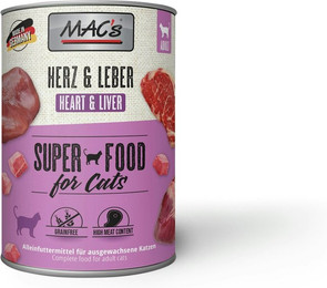 Produktbild von MAC's Cat 400g Dose Katzennassfutter Sparpaket 12 x 400 Gramm Herz & Leber