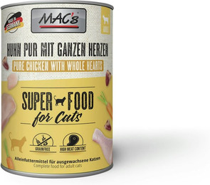 Produktbild von MAC's Cat 400g Dose Katzennassfutter Sparpaket 12 x 400 Gramm Huhn Pur mit ganzen Geflügelherzen
