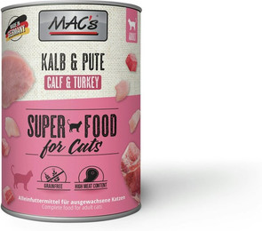 Produktbild von MAC's Cat 400g Dose Katzennassfutter Sparpaket 12 x 400 Gramm Kalb & Pute