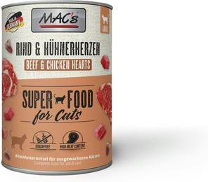 Produktbild von MAC's Cat 400g Dose Katzennassfutter Sparpaket 12 x 400 Gramm Rind & Hühnerherzen
