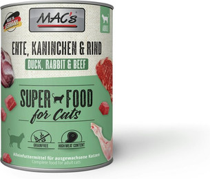 Produktbild von MAC's Cat 800g Dose Katzennassfutter Sparpaket 12 x 800 Gramm Ente, Kaninchen & Rind