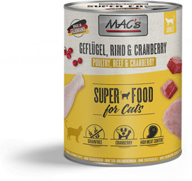 Produktbild von MAC's Cat 800g Dose Katzennassfutter Sparpaket 12 x 800 Gramm Geflügel & Cranberry