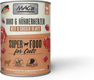 Produktbild von MAC's Cat 800g Dose Katzennassfutter Sparpaket 12 x 800 Gramm Rind & Hühnerherzen
