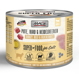 Produktbild von MAC's Cat Fleischmenü Pute, Rind und Heidelbeeren - 6 x 200 g