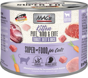 Produktbild von MAC's Cat Kitten Pute, Rind & Ente - 6 x 200 g