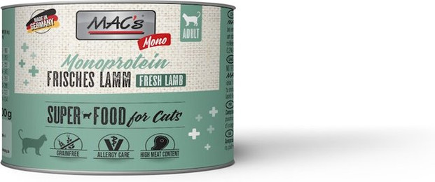 Produktbild von MAC's Cat Mono Sensitive 200g Dose Katzennassfutter Sparpaket 12 x 200 Gramm Lamm