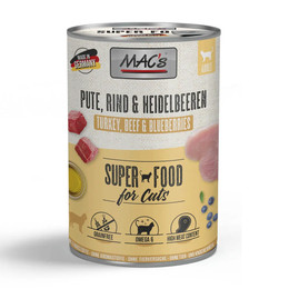 Produktbild von MAC's Cat Nassfutter Pute, Rind & Heidelbeeren - 6 x 400 g