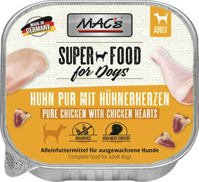 Produktbild von MAC's Dog 150g Hundenassfutter Sparpaket 22 x 150 Gramm Huhn pur mit ganzen Geflügelherzen