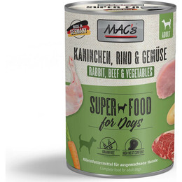 Produktbild von MAC's Dog Kaninchen, Rind & Gemüse Nassfutter für Hunde - 6 x 400 g