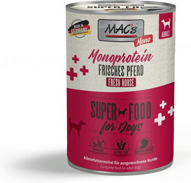 Produktbild von MAC's Dog MONO Sensitive 400g Dose Hundenassfutter Sparpaket 12 x 400 Gramm Pferd pur
