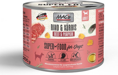 Produktbild von MAC's Dog Rind & Kürbis Hundefutter nass - 6 x 200 g