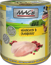 Produktbild von MAC's Hunde-Nassfutter Huhn & Cranberry - 6 x 800 g