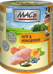 Produktbild von MAC'S Hunde-Nassfutter Pute Heidelbeere - 6 x 400 g